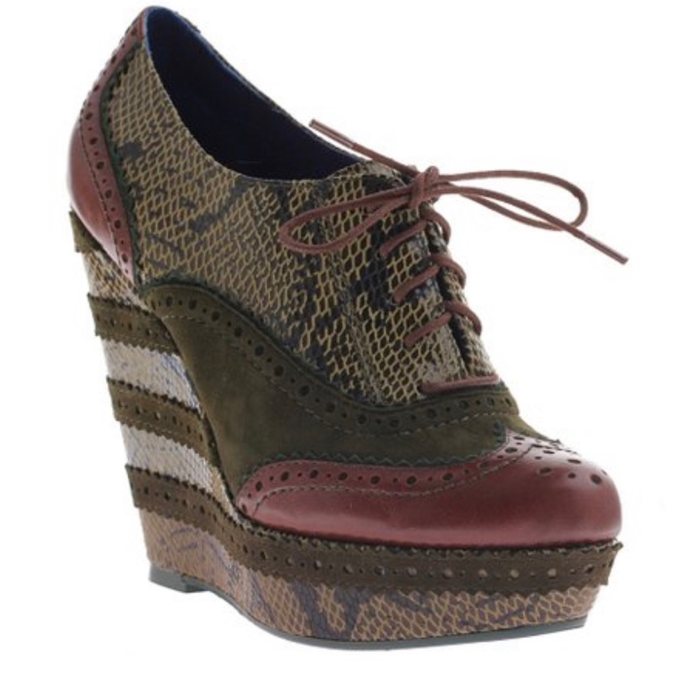 Poetic License Women’s Wild Safari Oxford High Heel Wedge Ankle Boot Size 7.5